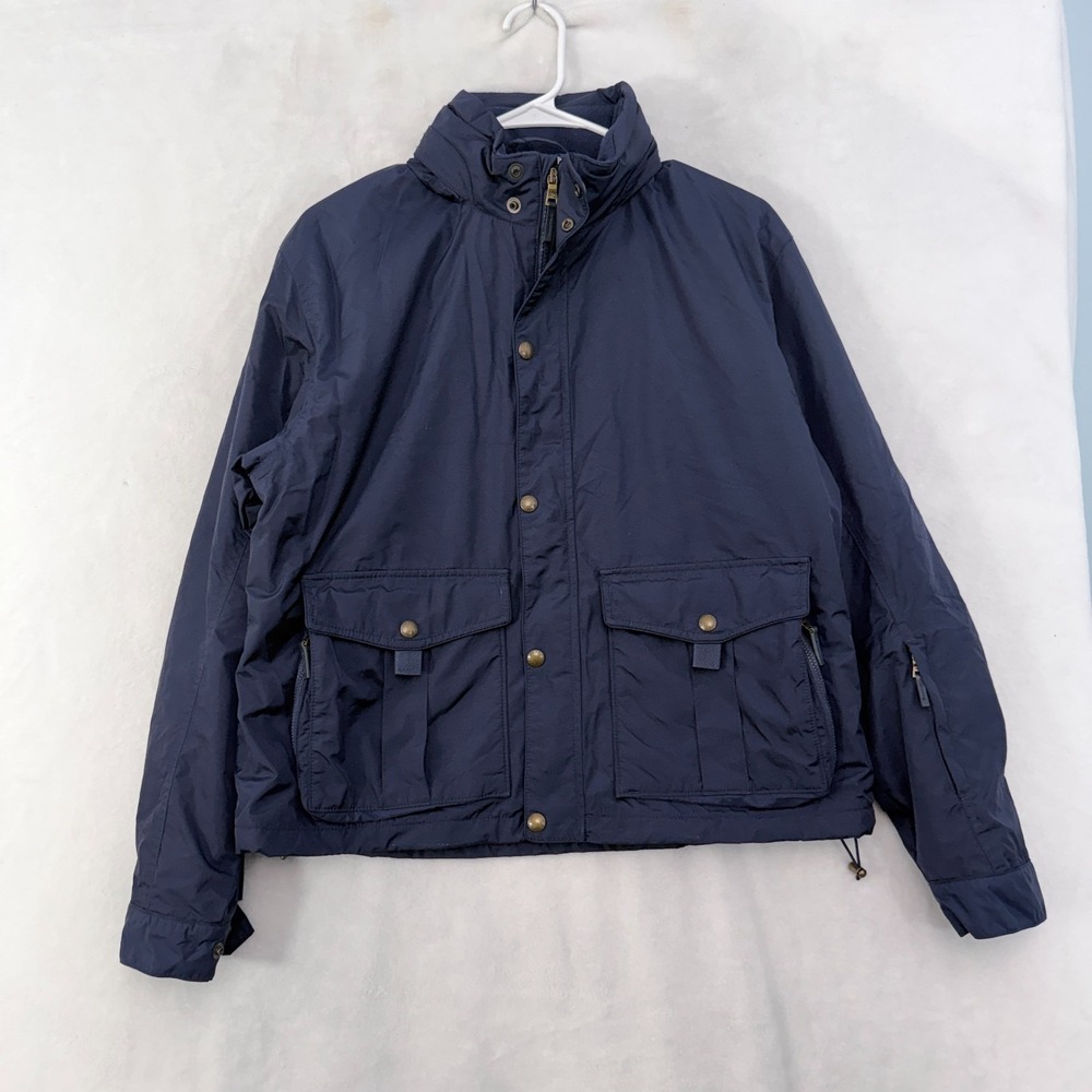 Ralph Lauren Golf Windbreaker Jacket Mens L Blue Full Zip Cargo Pocket Hooded